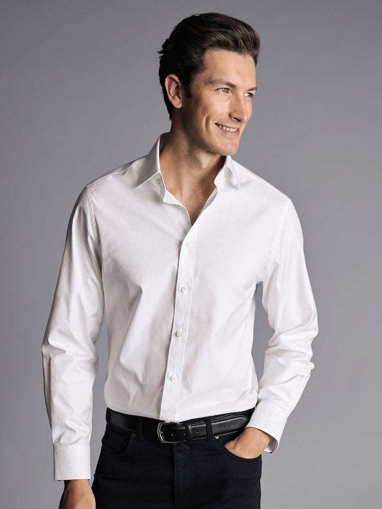 Charles Tyrwhitt White Slim Fit Egyptian Twill 100% Cotton Shirt - Image 1 of 5