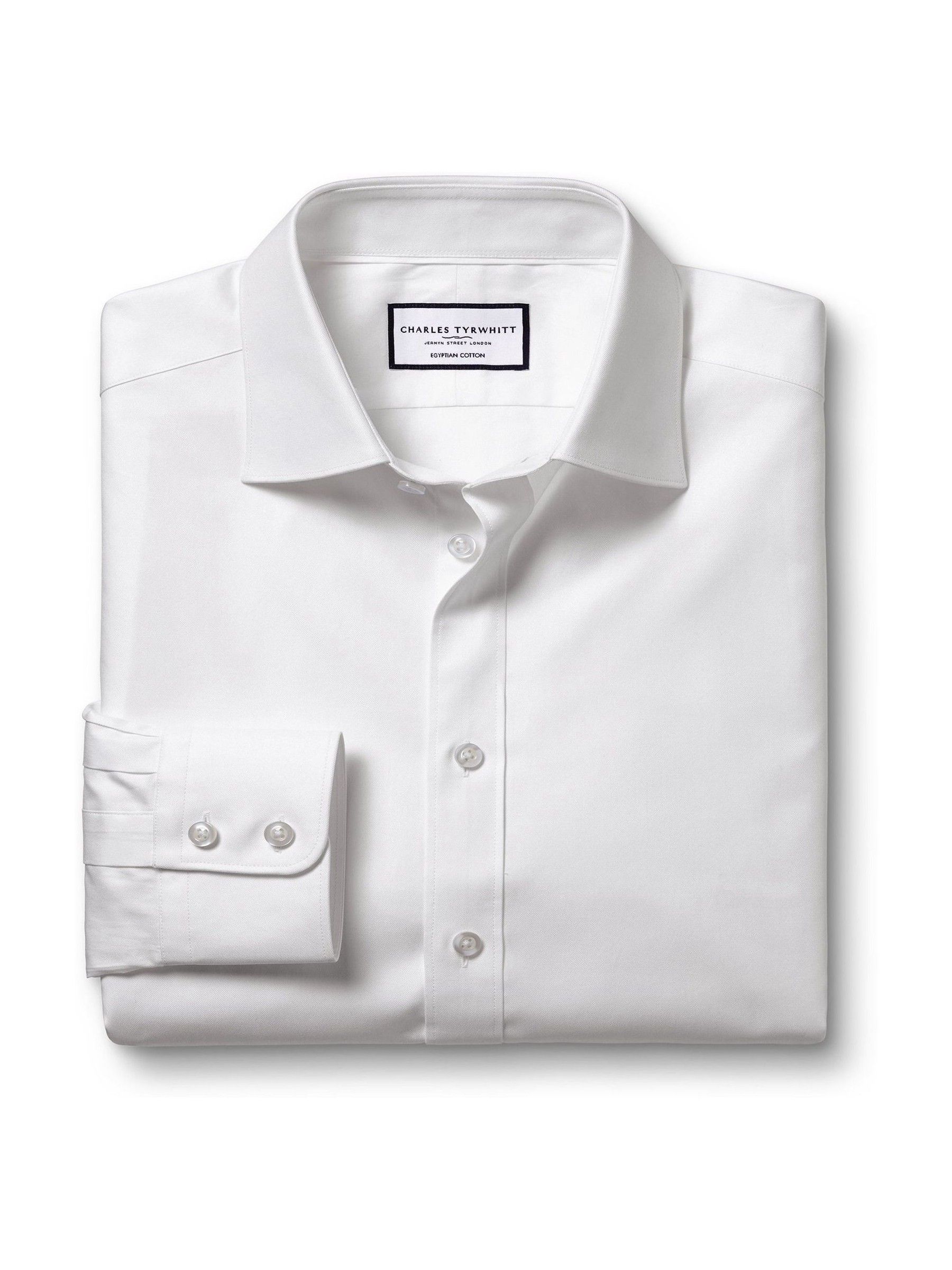 Buy Charles Tyrwhitt White Slim Fit Egyptian Twill 100% Cotton