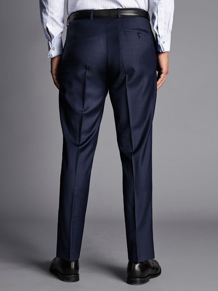 Синий - Бежевые брюки зауженного кроя из саржи Charles Tyrwhitt - Image 2 of 2