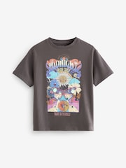 Charcoal Grey Oversized Embellished 100% Cotton Graphic T-Shirt (3-16yrs) - Image 1 of 3