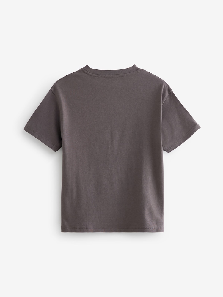 Charcoal Grey Oversized Embellished 100% Cotton Graphic T-Shirt (3-16yrs) - Image 2 of 3