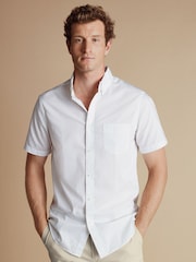 Charles Tyrwhitt White Slim Fit Spot Non-Iron Print 100% Cotton Shirt - Image 2 of 6