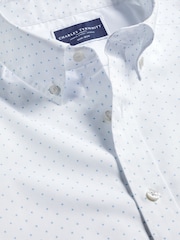 Charles Tyrwhitt White Slim Fit Spot Non-Iron Print 100% Cotton Shirt - Image 5 of 6