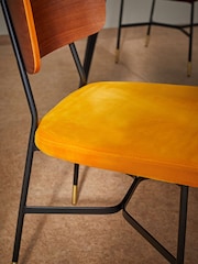 MADE.COM Set of 2 Ochre Yellow Amalyn Dining Chairs in Velvet - Image 3 of 4