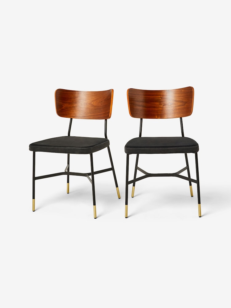 MADE.COM Set of 2 Charcoal Grey Amalyn Dining Chairs in Velvet - Image 4 of 4