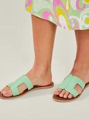 Accessorize Green Leather Cut-Out Sliders - Image 3 of 3