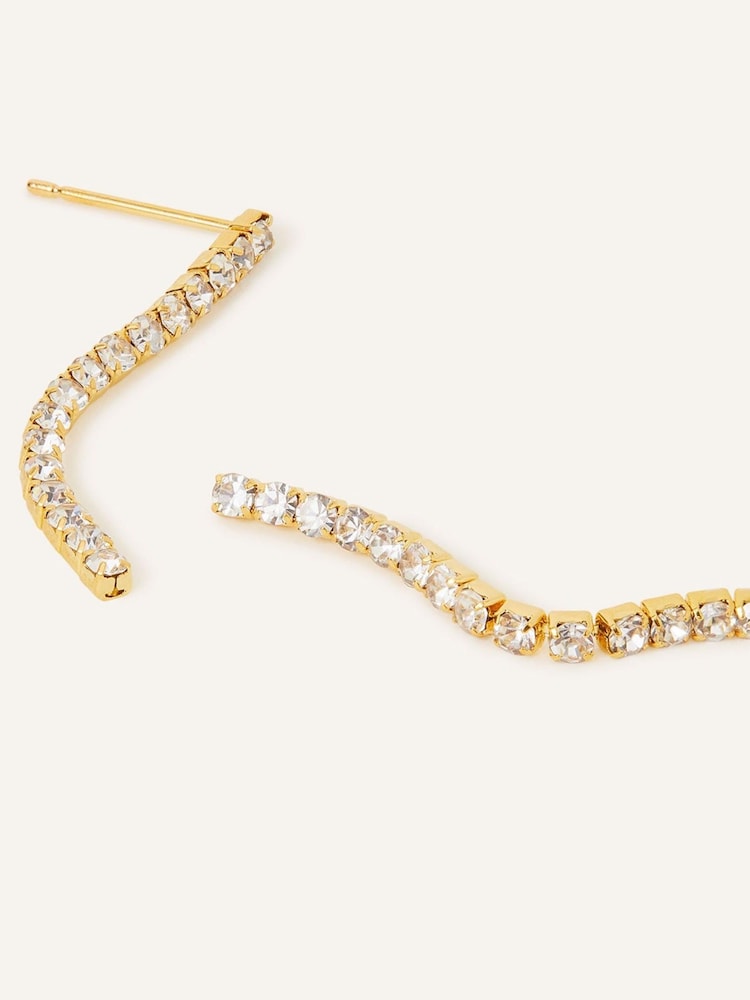 Accessorize Gold Tone Tennis Chain Earrings - Image 2 of 3