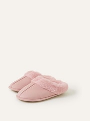 Accessorize Pink Faux Fur Mule Slippers - Image 1 of 2