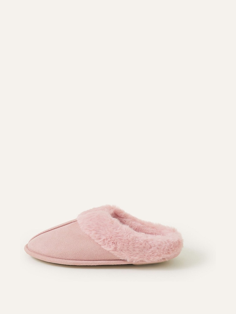 Accessorize Pink Faux Fur Mule Slippers - Image 2 of 2