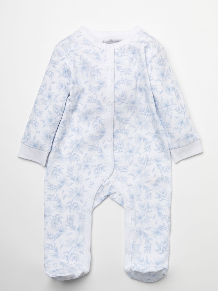 Rock-A-Bye Baby Boutique Blue Floral Print Cotton 5-Piece Baby 100% Cotton Gift Set - Image 1 of 5