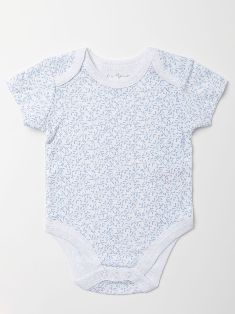 Rock-A-Bye Baby Boutique Blue Floral Print Cotton 5-Piece Baby 100% Cotton Gift Set - Image 2 of 5