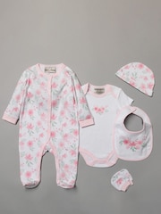 Rock-A-Bye Baby Boutique Pink Floral Print Cotton 5-Piece Baby 100% Cotton Gift Set - Image 1 of 5