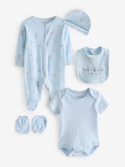 Rock-A-Bye Baby Boutique Blue Toy Print Cotton 5-Piece Baby 100% Cotton Gift Set - Image 1 of 6