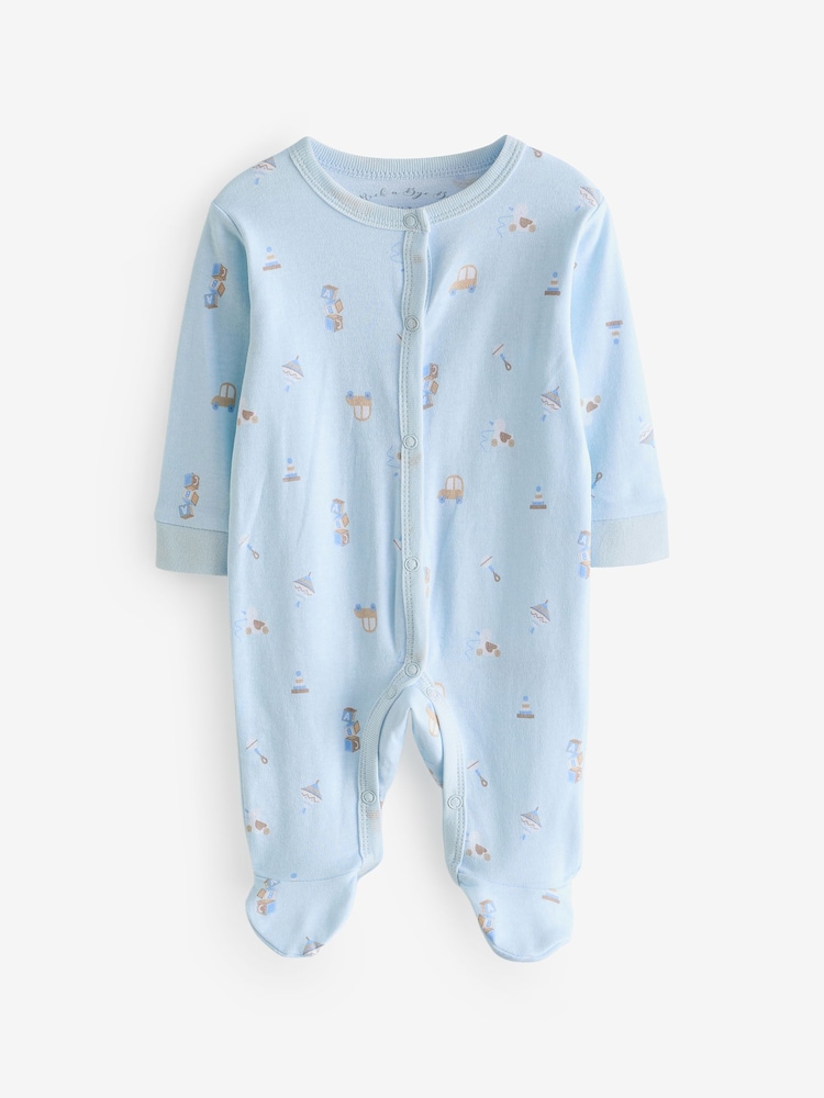 Rock-A-Bye Baby Boutique Blue Toy Print Cotton 5-Piece Baby 100% Cotton Gift Set - Image 2 of 6