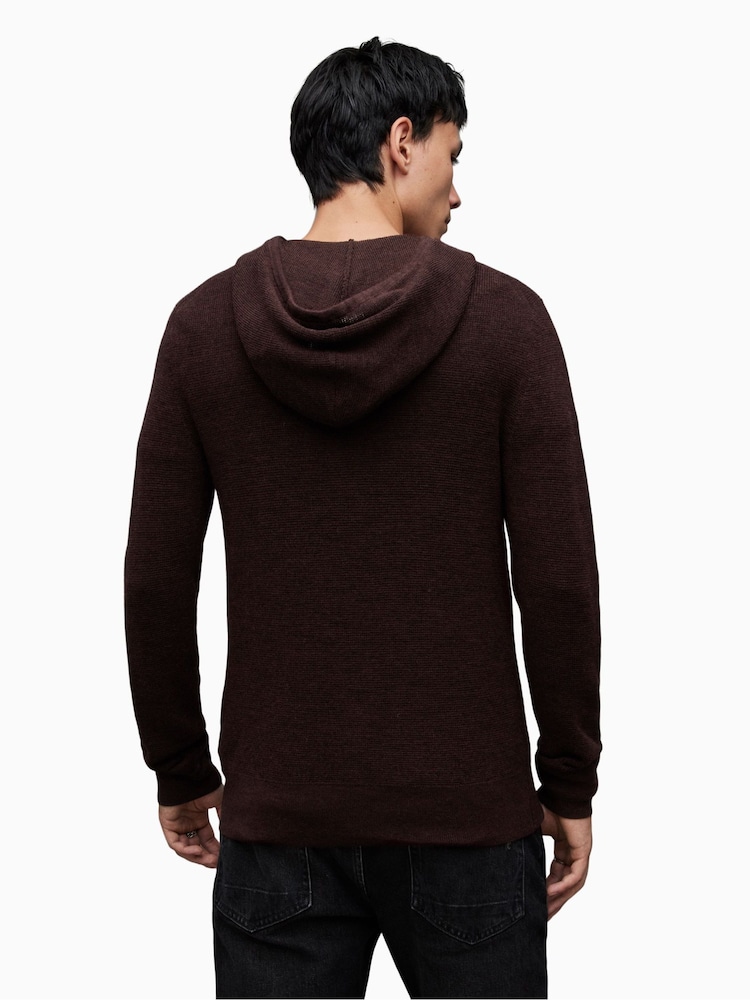 AllSaints Red Ivar Merino Hoodie - Image 2 of 6