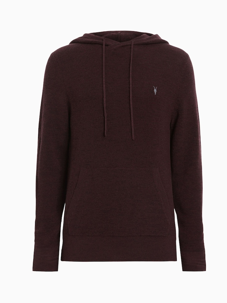 AllSaints Red Ivar Merino Hoodie - Image 6 of 6 AllSaints Red Ivar Merino Hoodie - Image 6 of 6