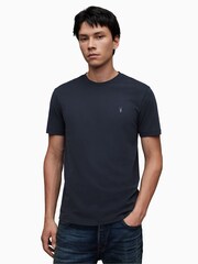 AllSaints Blue Brace Short Sleeve 100% Cotton Crew T-Shirt - Image 1 of 5