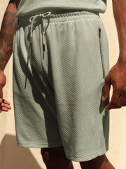Sage Green Brick Textured Shorts - Image 1 of 7