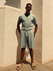 Sage Green Brick Textured Shorts - Image 2 of 7