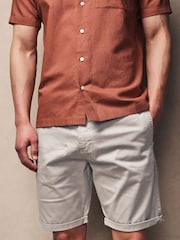 Light Grey Slim Fit Premium Laundered Stretch Chino Shorts - Image 1 of 9