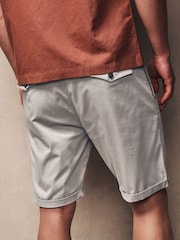 Light Grey Slim Fit Premium Laundered Stretch Chino Shorts - Image 3 of 9