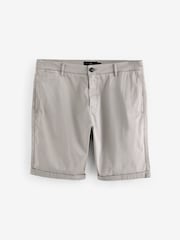 Light Grey Slim Fit Premium Laundered Stretch Chino Shorts - Image 6 of 9