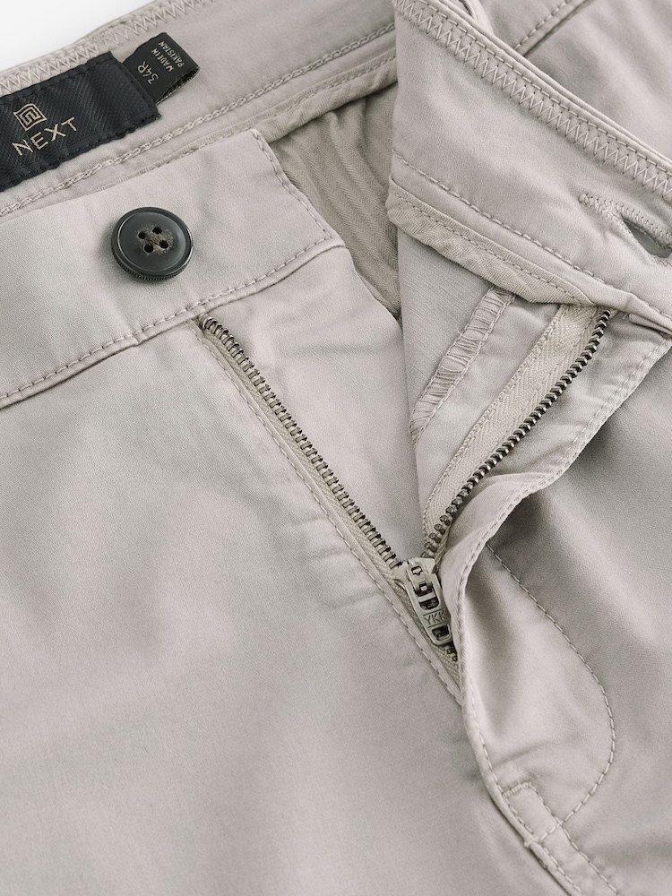 Light Grey Slim Fit Premium Laundered Stretch Chino Shorts - Image 9 of 9 Light Grey Slim Fit Premium Laundered Stretch Chino Shorts - Image 9 of 9