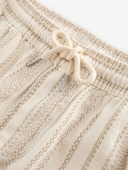 Neutral 100% Cotton Striped Textured Dock Shorts - Image 6 of 7