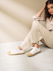 White Forever Comfort® Espadrille Toe Cap Lace-Up Trainers - Image 1 of 7