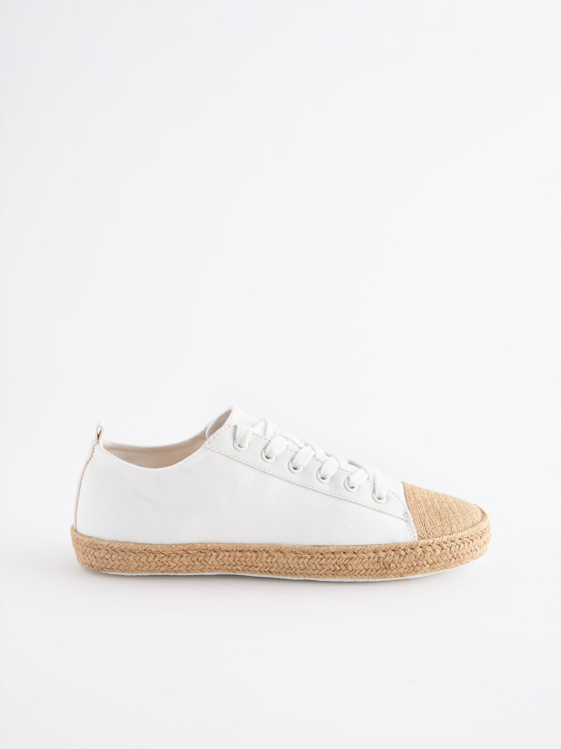 Buy White Forever Comfort Espadrille Toe Cap Lace Up Trainers from Next Luxembourg