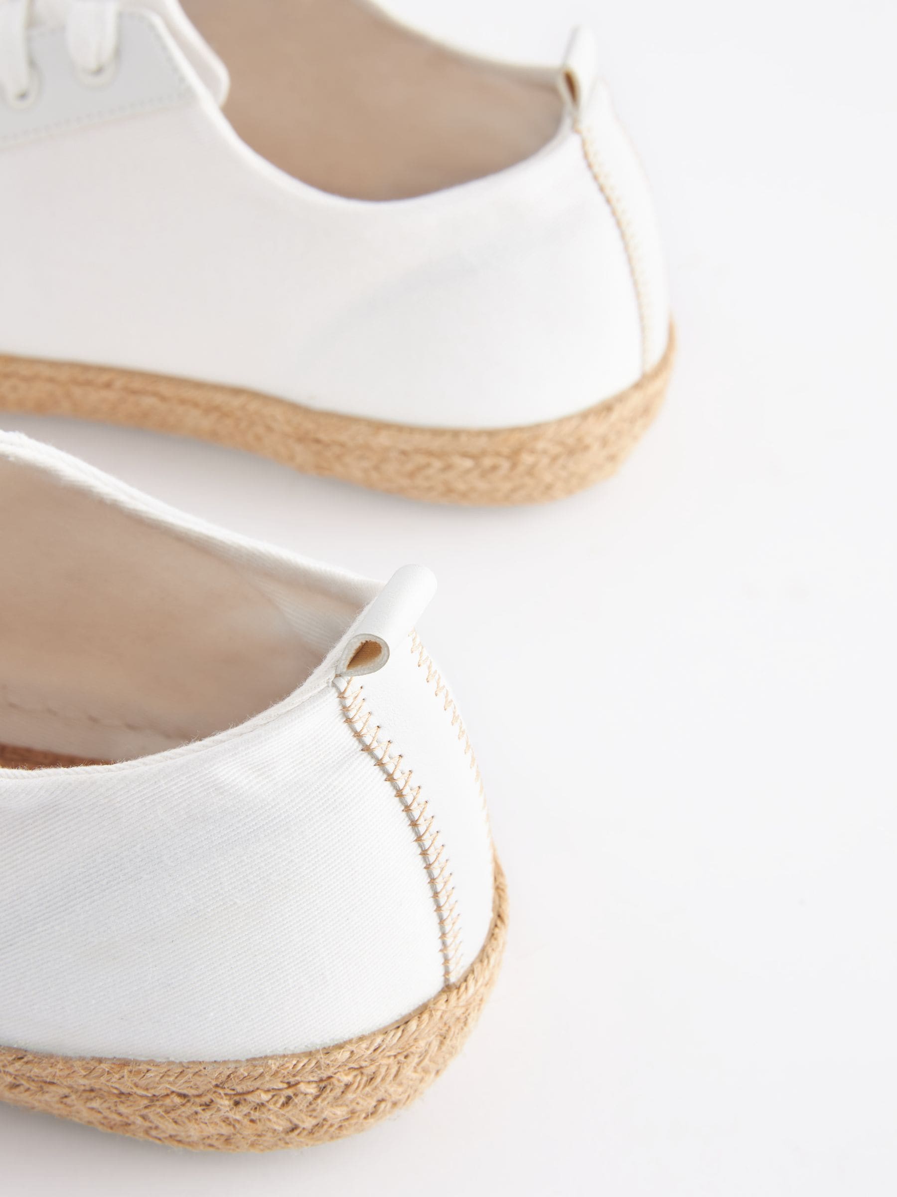 Buy White Forever Comfort Espadrille Toe Cap Lace Up Trainers from Next Luxembourg