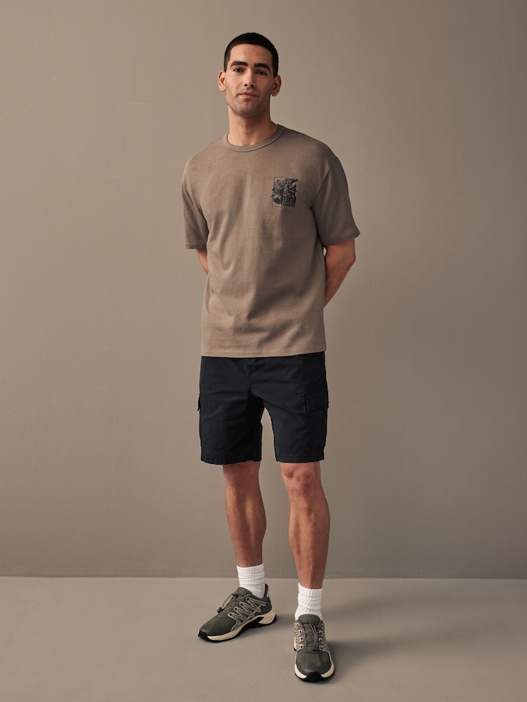 Black Drawstring Waist Cargo Shorts - Image 2 of 11