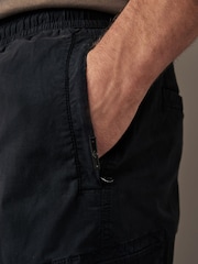 Black Drawstring Waist Cargo Shorts - Image 6 of 11