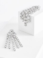 kate spade new york Silver Tone Fringe Statement Earrings - Image 1 of 3