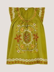Monsoon Green Greta Embroidery Top - Image 2 of 5