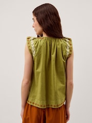 Monsoon Green Greta Embroidery Top - Image 3 of 5