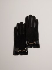 Ted Baker Black Kelaa Suede And Leather Gloves - Image 1 of 3