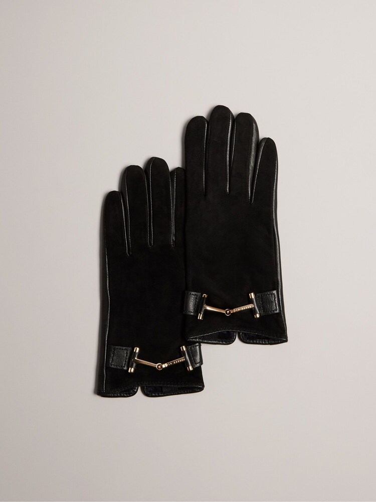 Ted Baker Black Kelaa Suede And Leather Gloves - Image 1 of 3
