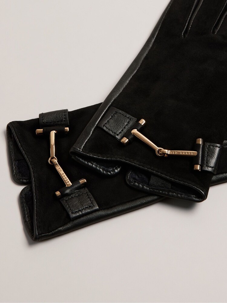 Ted Baker Black Kelaa Suede And Leather Gloves - Image 3 of 3