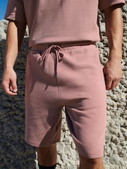 Pink Textured Zip Pocket Jersey Shorts - Image 1 of 8