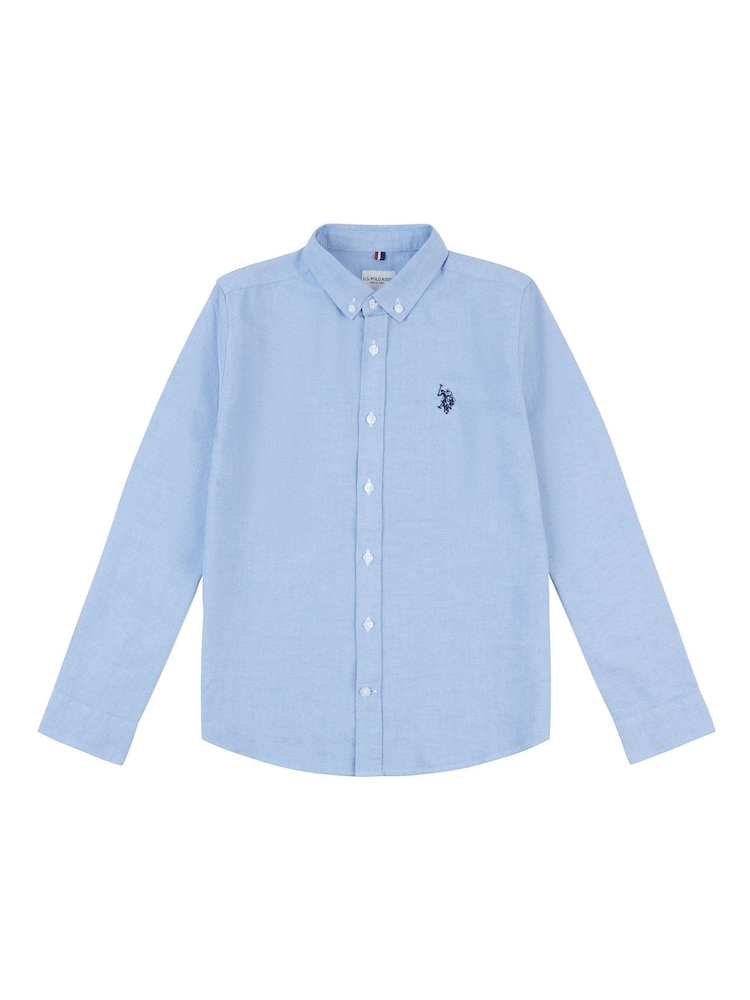 U.S. Polo Assn. Blue Boys Peached Oxford 100% Cotton Shirt - Image 1 of 3