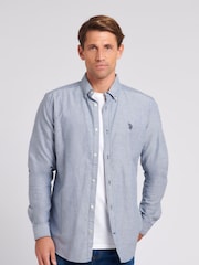 U.S. Polo Assn. Blue Mens Oxford 100% Cotton Shirt - Image 1 of 4
