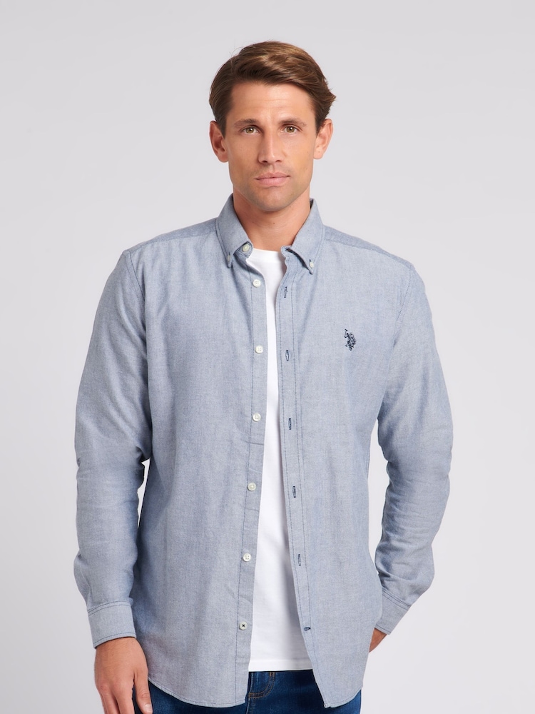 U.S. Polo Assn. Blue Mens Oxford 100% Cotton Shirt - Image 1 of 4