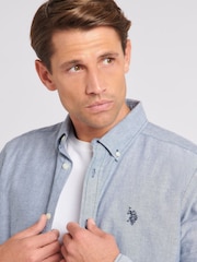 U.S. Polo Assn. Blue Mens Oxford 100% Cotton Shirt - Image 4 of 4