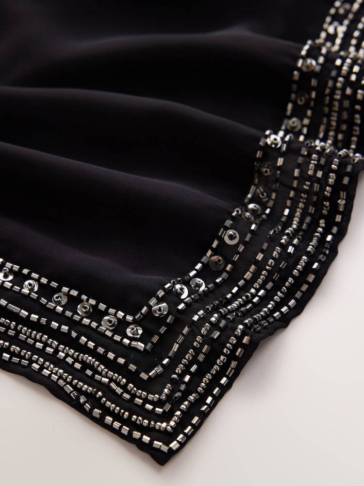 Black Embellished Sheer Cape Cover-Up - Image 3 of 3