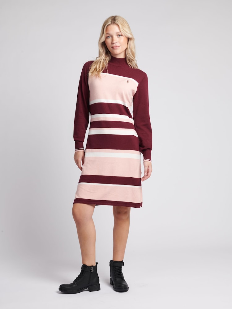 U.S. Polo Assn. Womens Red Stripe Split Hem Knit Dress - Image 1 of 6