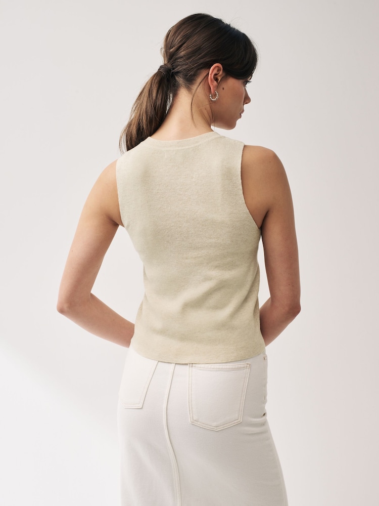 Ecru Cream - Komplet 30% volnenih pletenih majic brez rokavov - Slika 2 iz 15