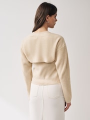 Nevtralno - Rebrasta bolero jopica iz 30% volne Co-ord - Slika 3 iz 6