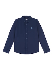 U.S. Polo Assn. Blue Boys Peached Oxford 100% Cotton Shirt - Image 1 of 3