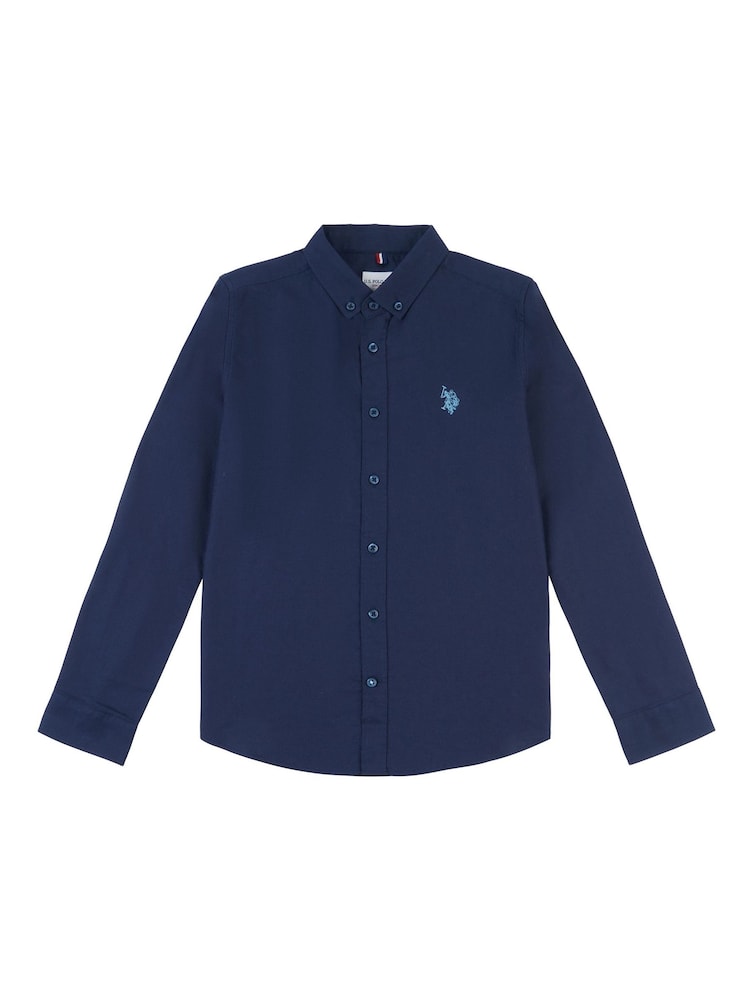 U.S. Polo Assn. Blue Boys Peached Oxford 100% Cotton Shirt - Image 1 of 3